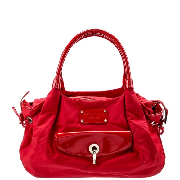 Kate Spade New York  Red Faux Patent Leather and Vinyl Shoulder Bag - Picture 1 of 12